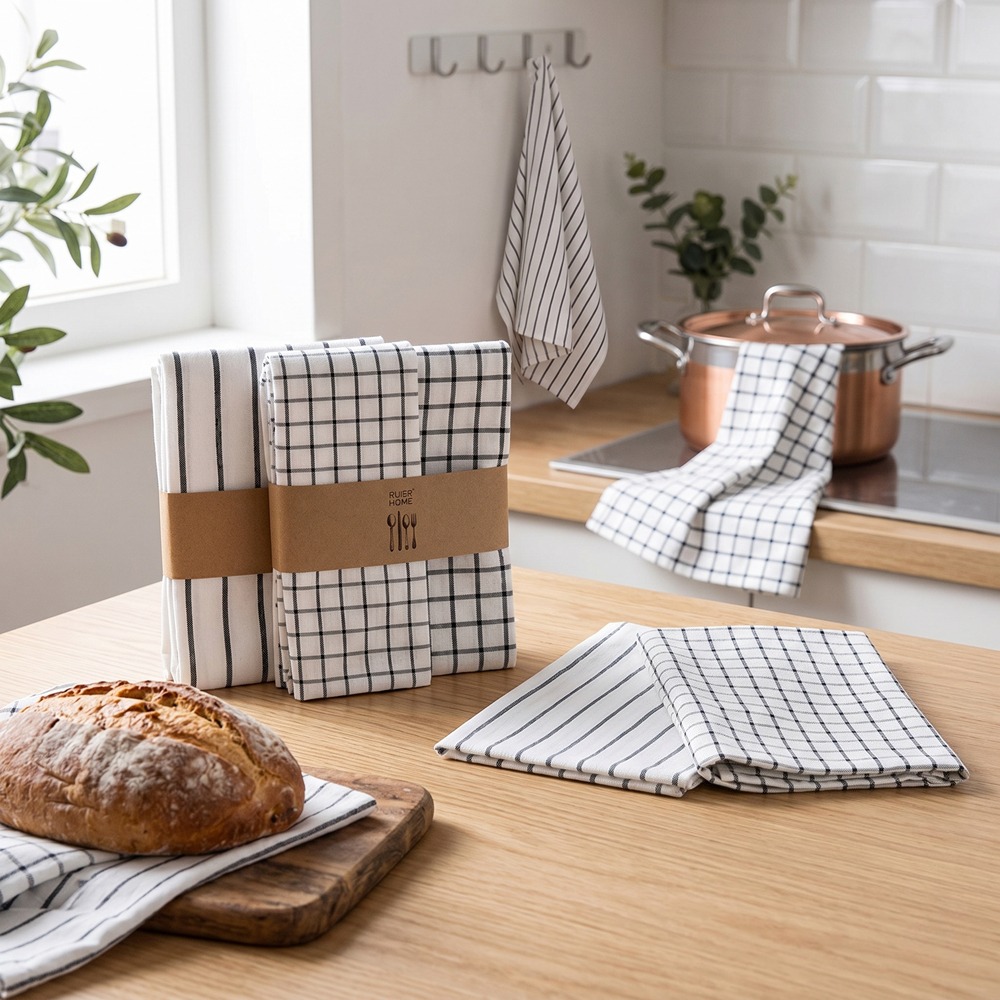 Kitchen Baking Table - 4 adet modern ekose pamuklu bulaşık