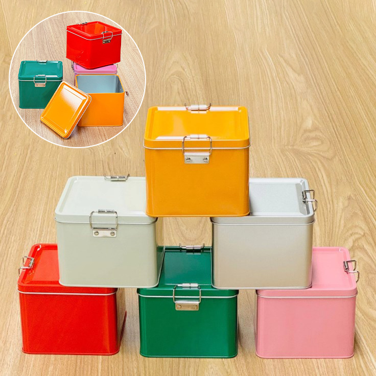 Kitchen Baking Tins - Kare teneke kurabiye kutuları kapaklı kutu