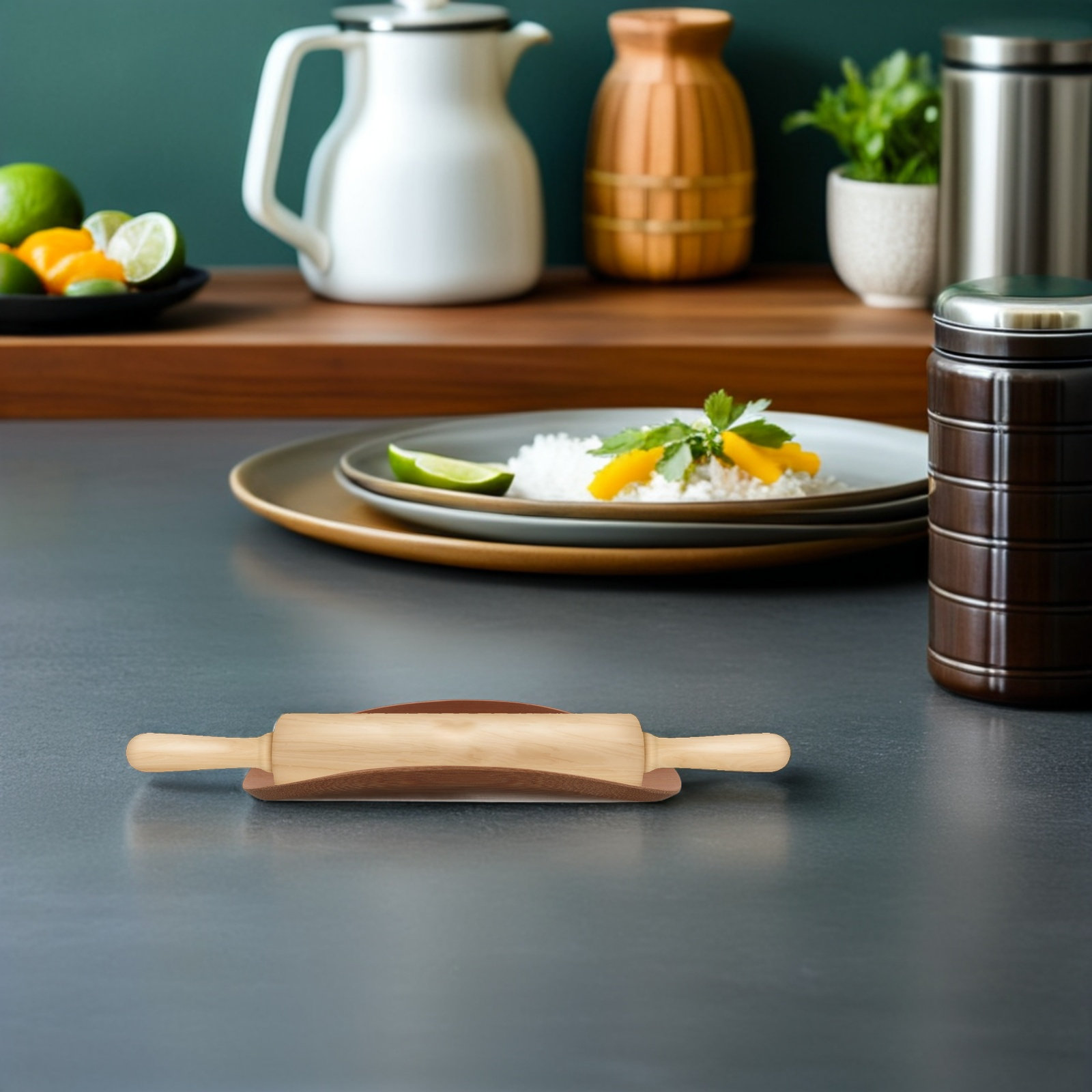Masif Ahşap Oklava Tutucu Bamb - Kitchen Baking Counter incelemesi ve fiyatı